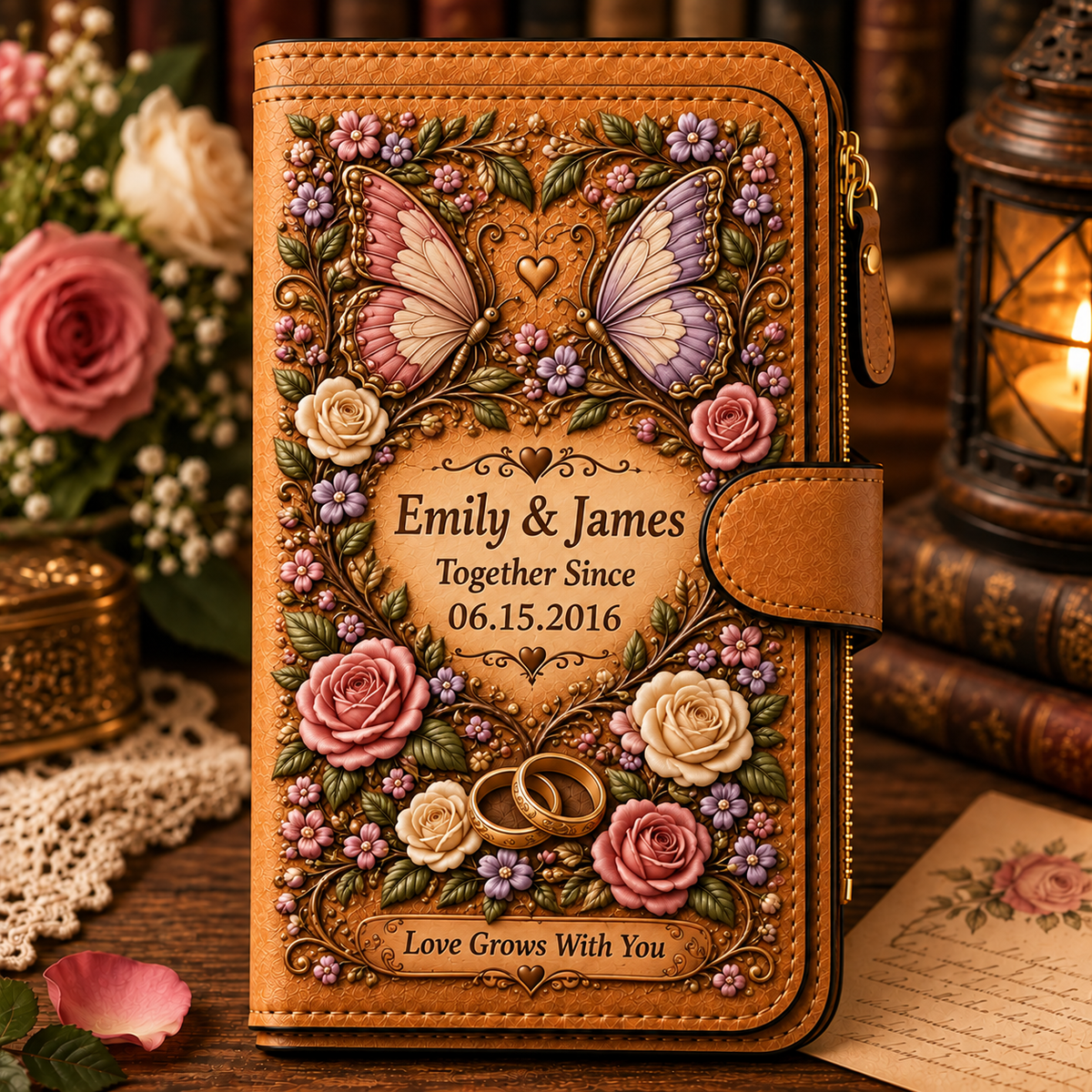 💕 Your Love, Always With Her — Personalized Vintage Romance Wallet