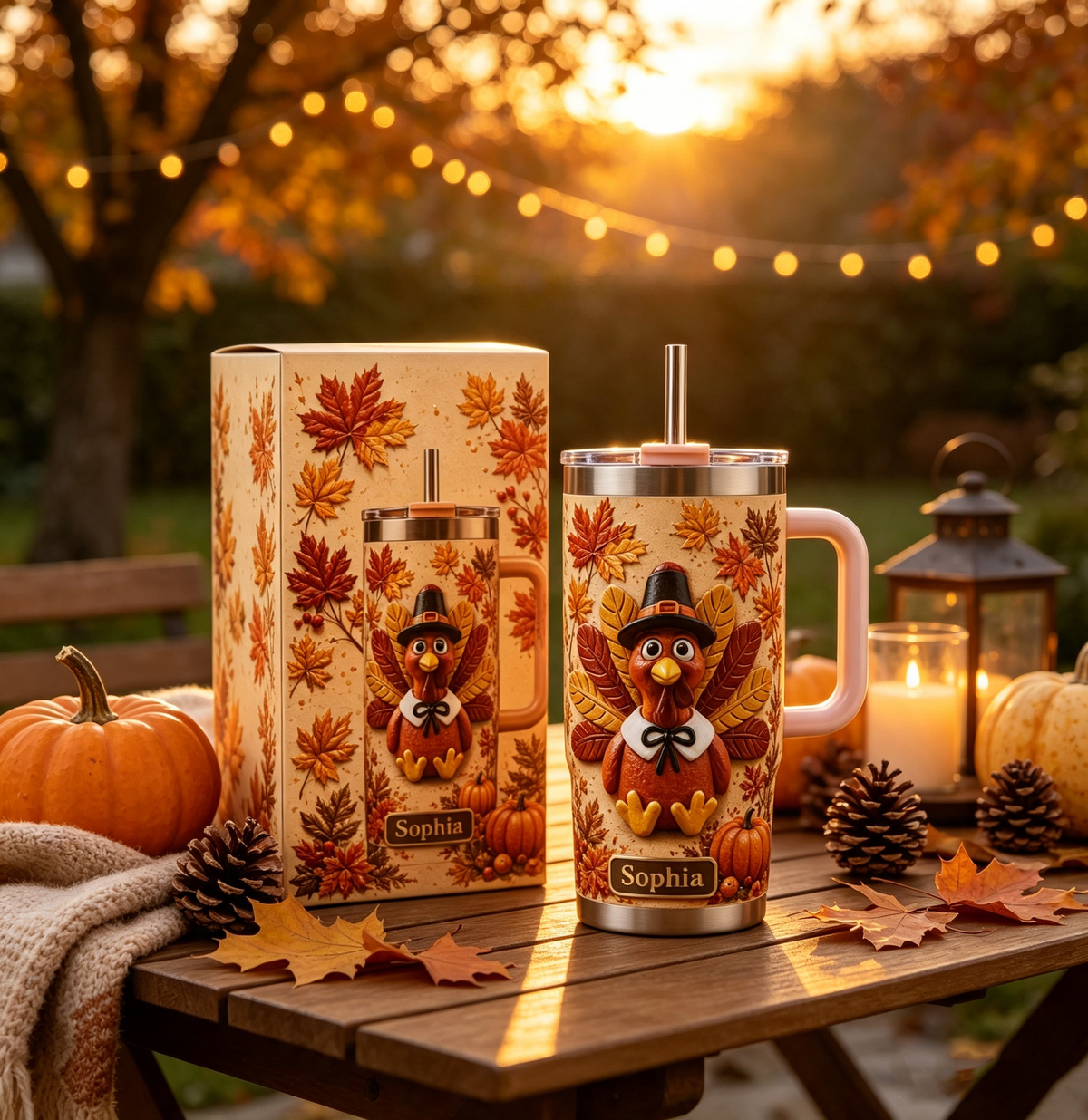 🦃 Personalized Thanksgiving Turkey Tumbler - Gift Cup For Her