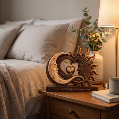 Personalized Sun & Moon Sculpture – Engraved with Your Names & Special Date
