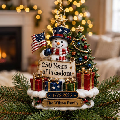 Custom 250th Anniversary USA Christmas Tree Ornament