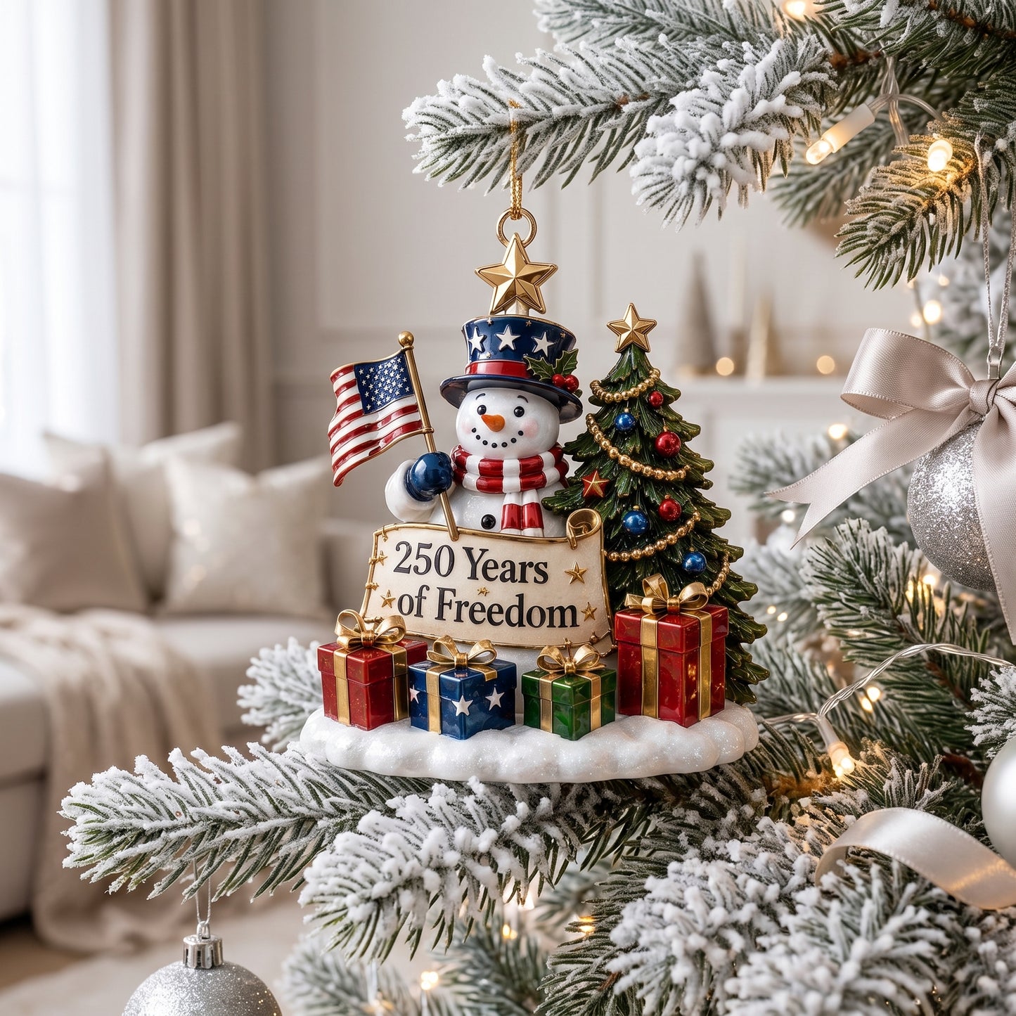 Custom 250th Anniversary USA Christmas Tree Ornament