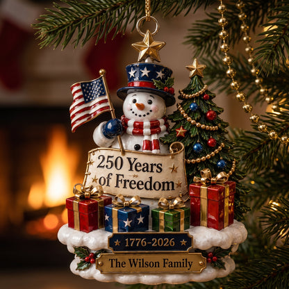 Custom 250th Anniversary USA Christmas Tree Ornament