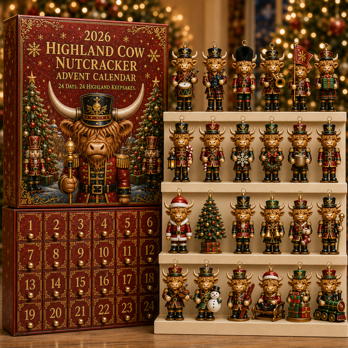2026 Highland Cow Nutcracker Advent Calendar