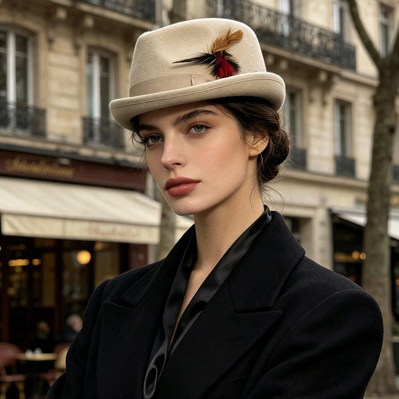 🎩 Instant Outfit Upgrade! Women’s Vintage Feather Fedora Hat ✨