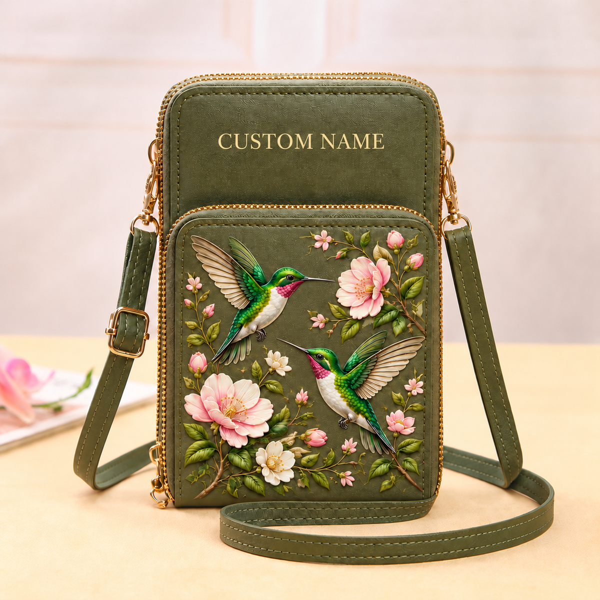 Personalized Hummingbird Touchscreen Crossbody