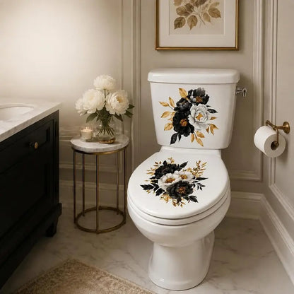 Last Day 50% OFF-Only$12.99🎁3-Piece Floral Bathroom Toilet Sticker Set – Decorative Peel & Stick Decals