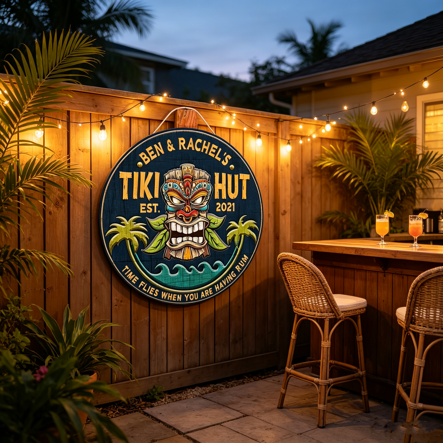 Personalized Tiki Bar Wood Signs
