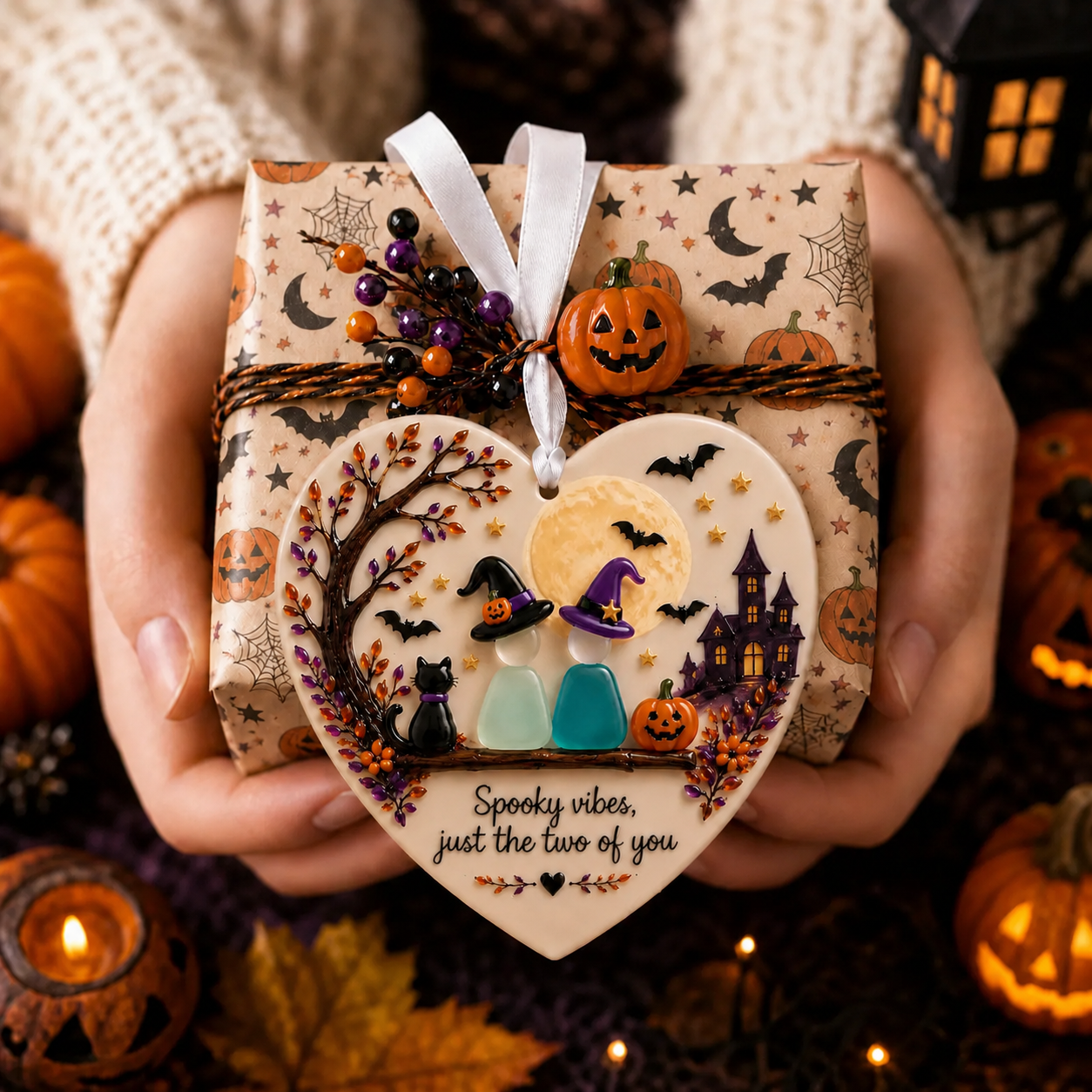 Personalized Halloween Love Keepsake – Custom Gift for Couples and Families 👻