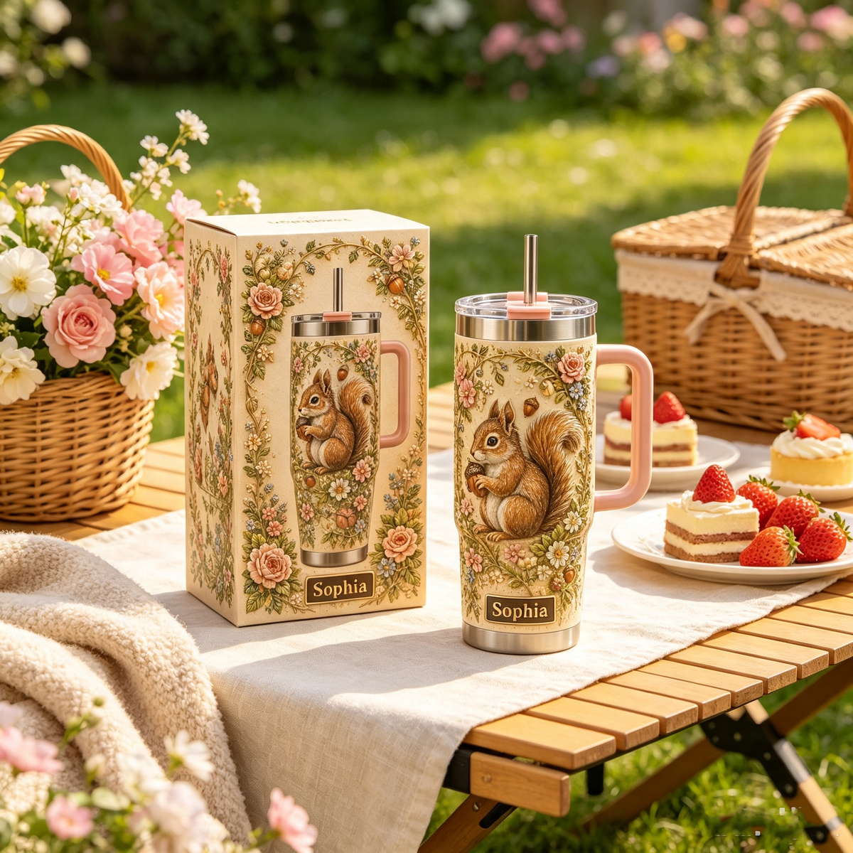 🐿️ Personalized Squirrel Garden Tumbler - A Cozy Woodland Cup for Nature Lovers