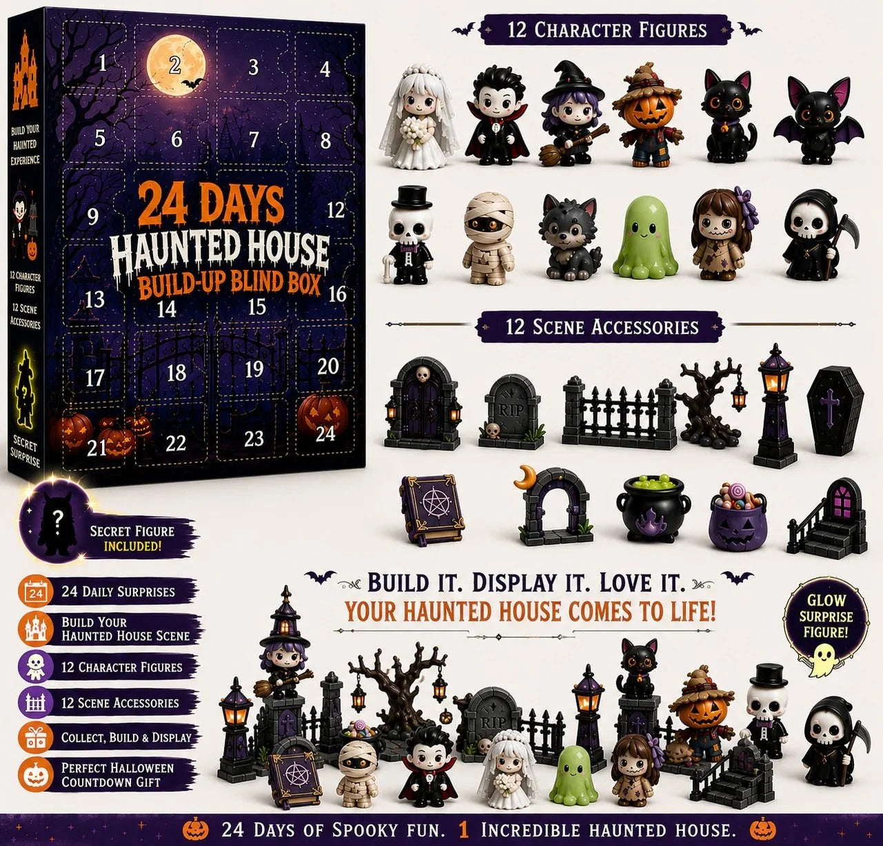 Unbox 24 Days of Halloween Magic 🎃 | Haunted House Surprise Blind Box Set