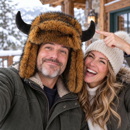 Stay Warm. Go Wild. — Furry Buffalo Horn Winter Hat