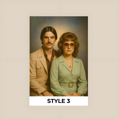 Personalized 1970s Couple Portrait from Photo