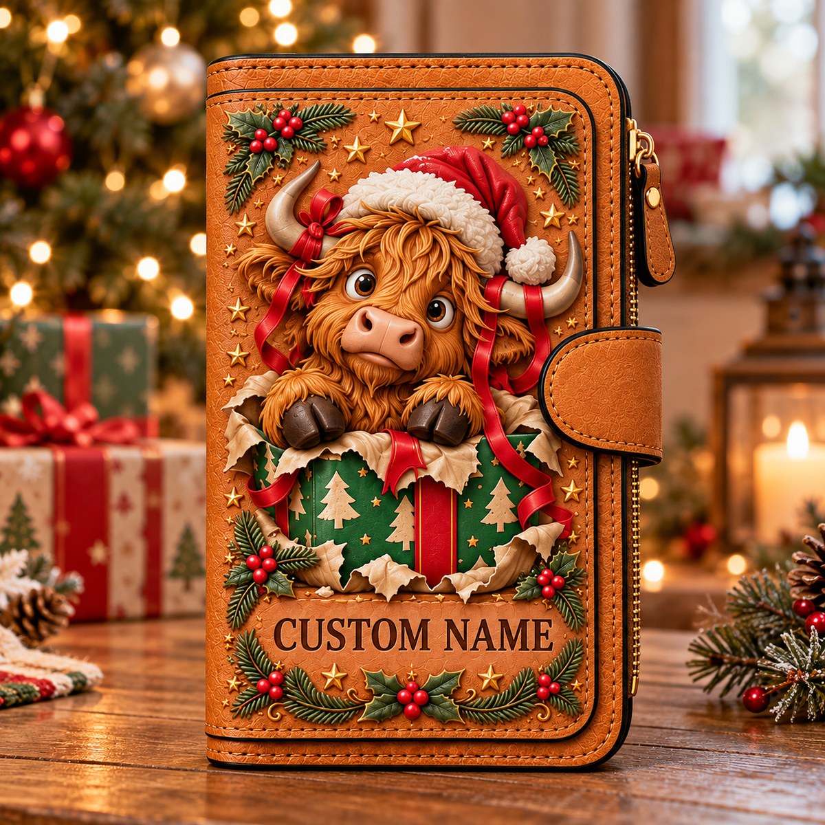 🎄 Personalized Christmas Mischief Wallet – 6 Funny Designs, Your Name! 🎁
