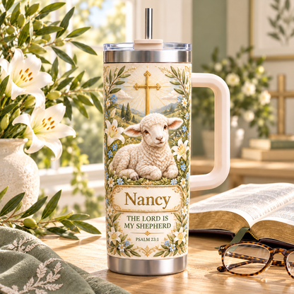 🐑 Wrapped in Faith — Personalized Christian Lamb Insulated Tumbler ✨