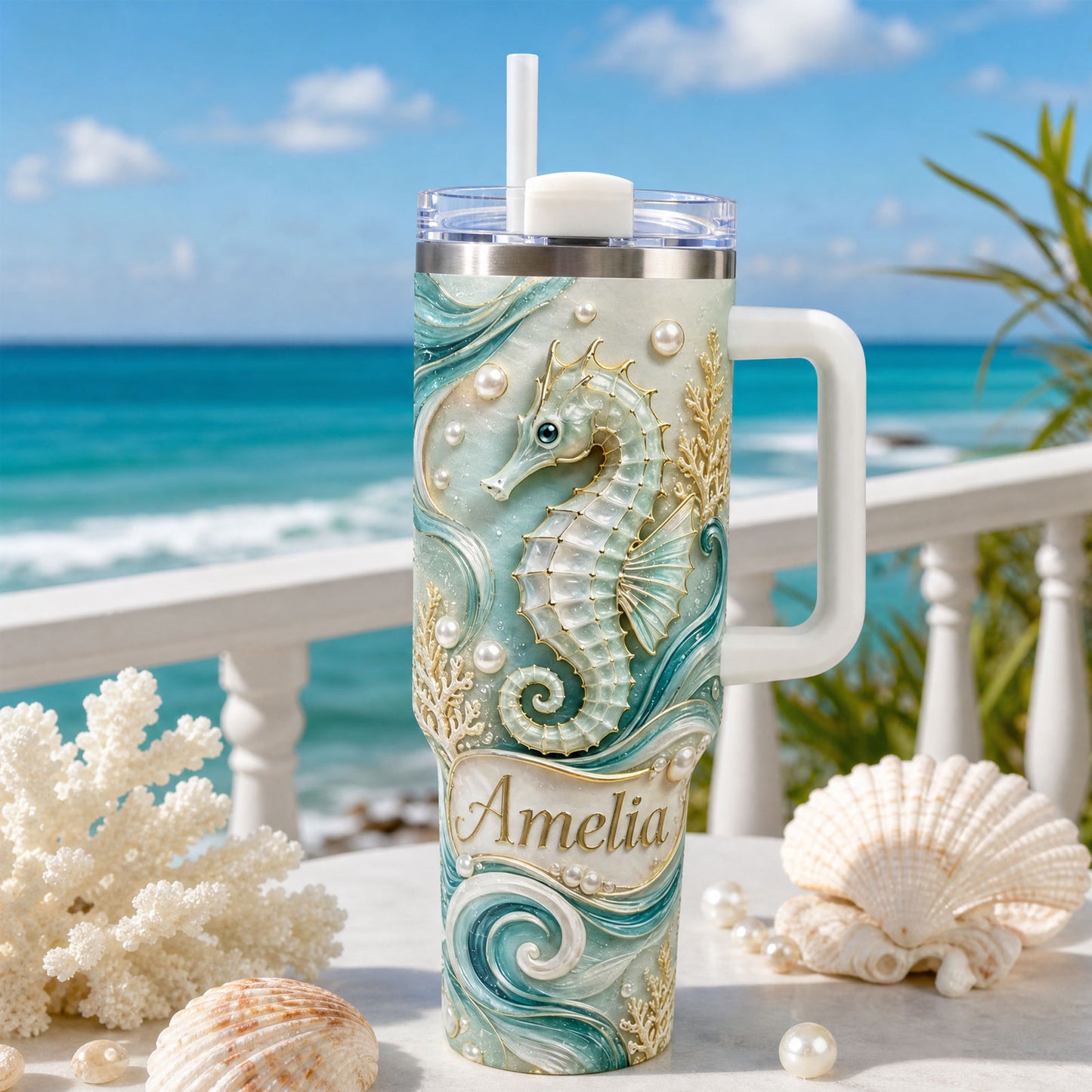 Personalized Seahorse Tumbler With Name