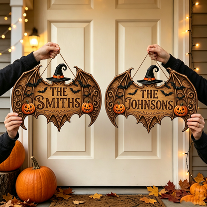 Spooky Personalized Family Name Halloween Door Sign