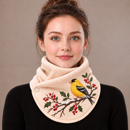 Winter Songbird Embroidered Neck Warmer ❄️ A Cozy Gift for Bird Lovers