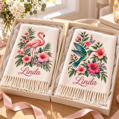🌸 Personalized Garden Animal Scarf – Your Name, Your Nature