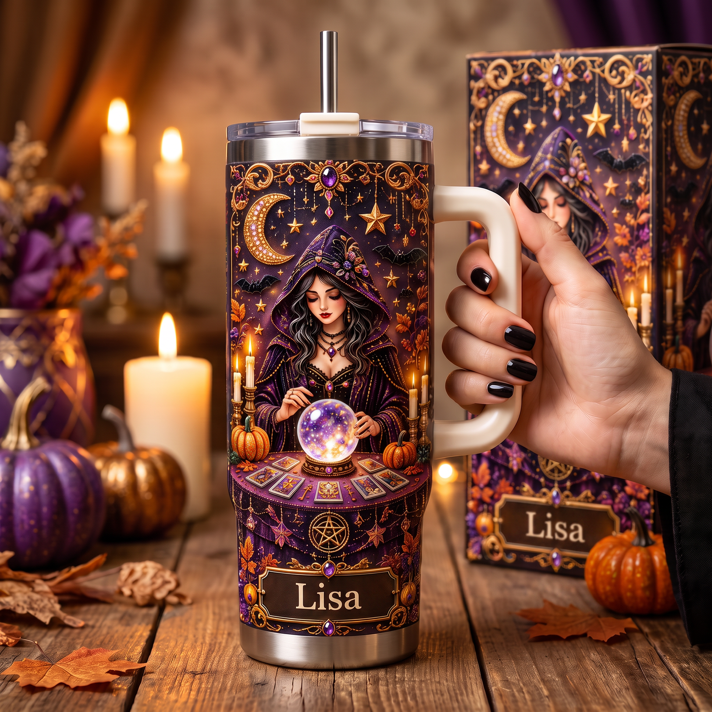 Personalized Witch Fortune Teller Halloween Tumbler