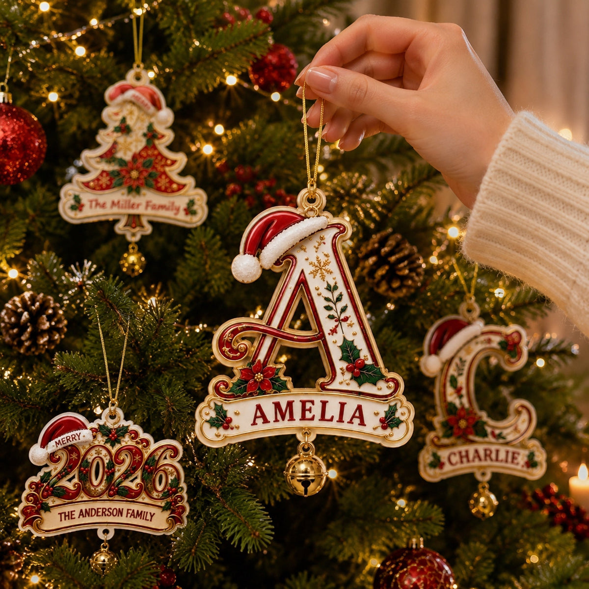 🔥Hot Sale🔥 - Personalized Christmas Initial Ornament – Custom Name & Family Keepsake