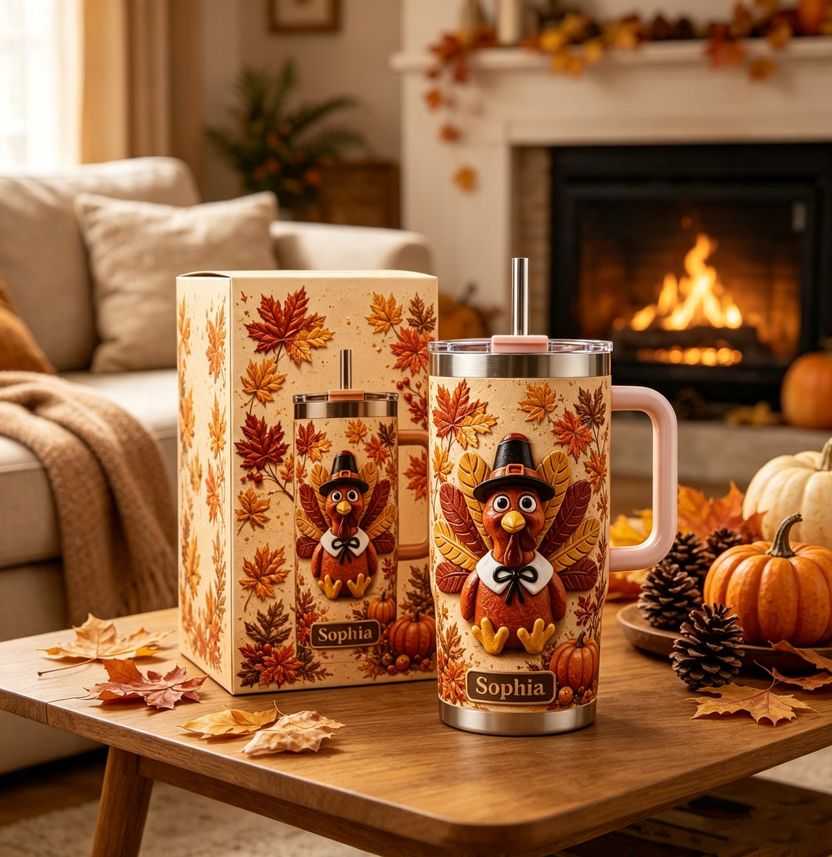 🦃 Personalized Thanksgiving Turkey Tumbler - Gift Cup For Her