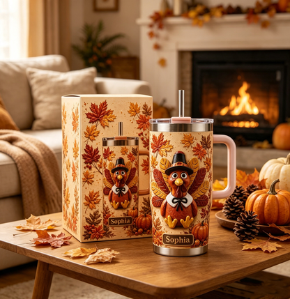 🦃 Personalized Thanksgiving Turkey Tumbler - Gift Cup For Her