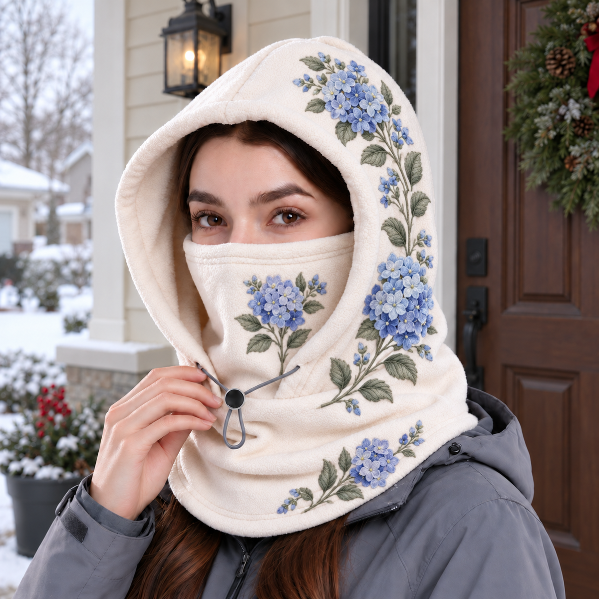 3 in 1 Floral Fleece Winter Hood • Your Prettiest Cozy Layer 🌸