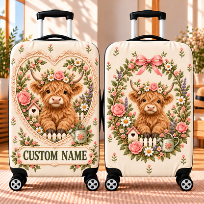 Personalized Garden Luggage Cover – Your Name, Your Favorite Animal 🌸🧳