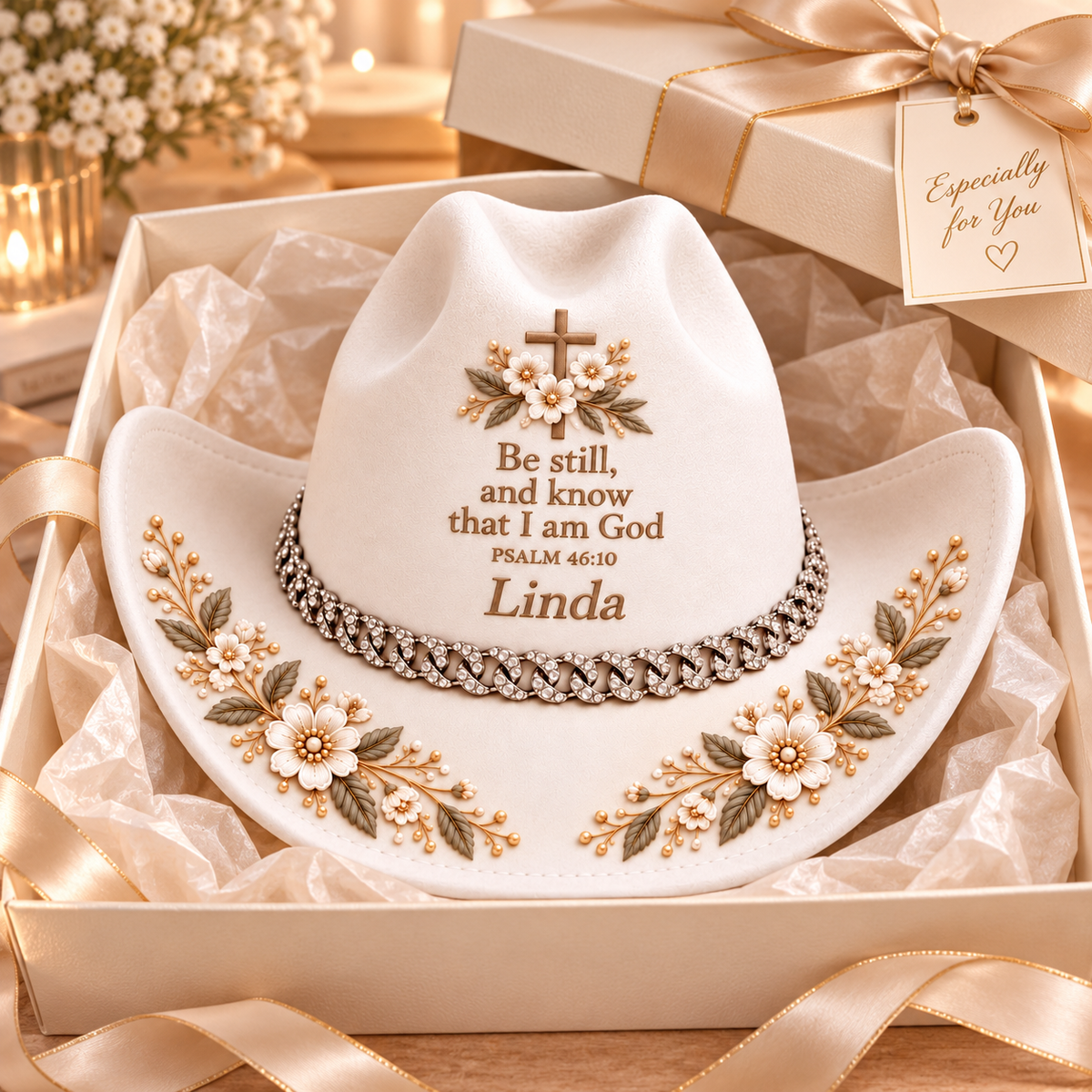 ✝️Personalized Name & Christian Bible Verse Cowgirl Hat – Wear Your Faith
