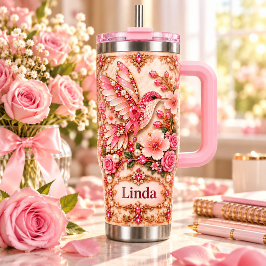 💗 Personalized Pink Hummingbird Tumbler – Made Just For Her