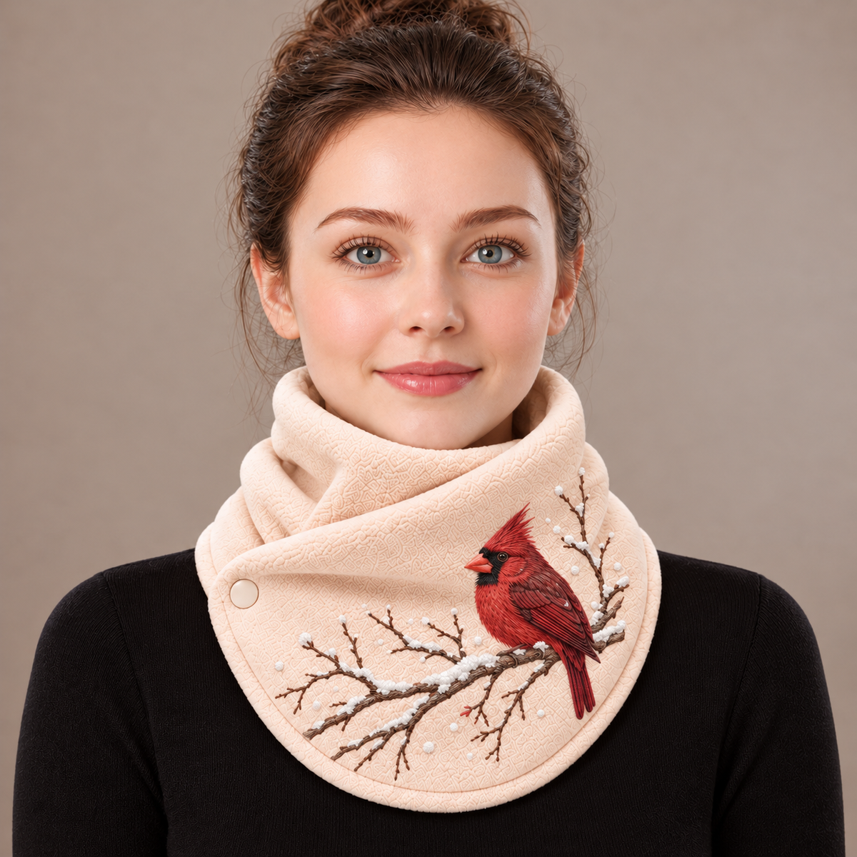 Winter Songbird Embroidered Neck Warmer ❄️ A Cozy Gift for Bird Lovers