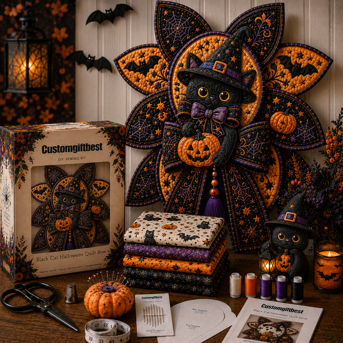 Halloween Quilt Bow DIY Sewing Kit