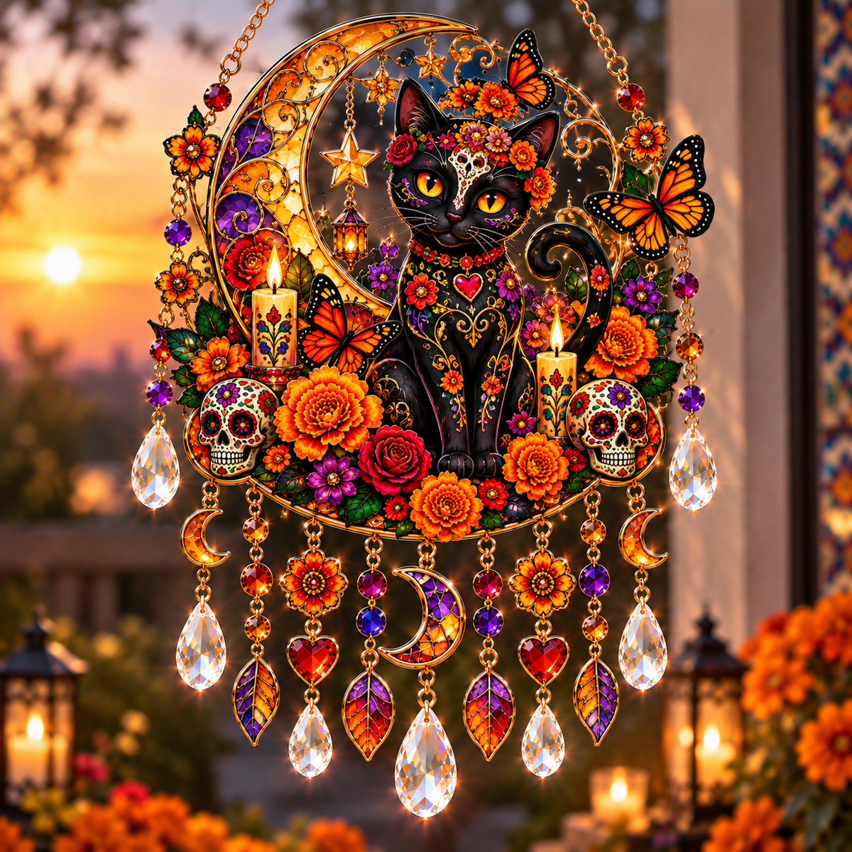 🌼 Día de los Muertos Crystal Suncatcher