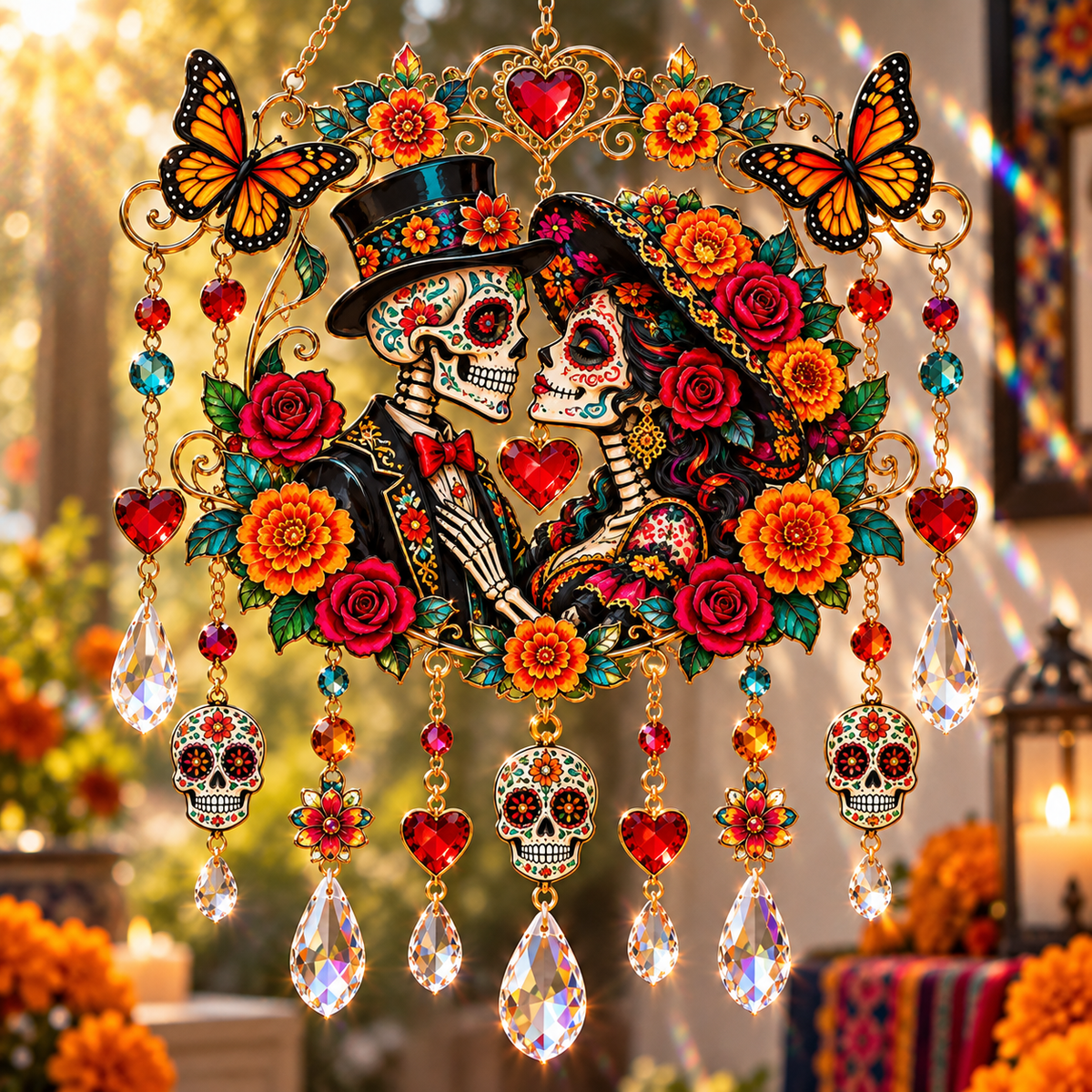 🌼 Día de los Muertos Crystal Suncatcher