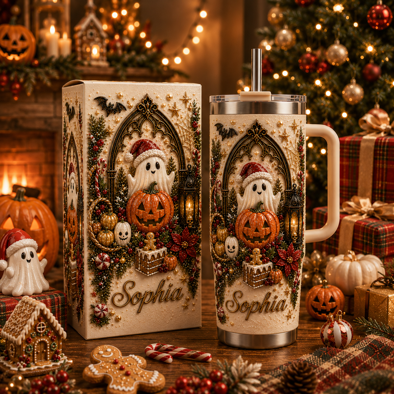 👻 Personalized Ghost Pumpkin Tumbler – Spooky, Sweet & Festive