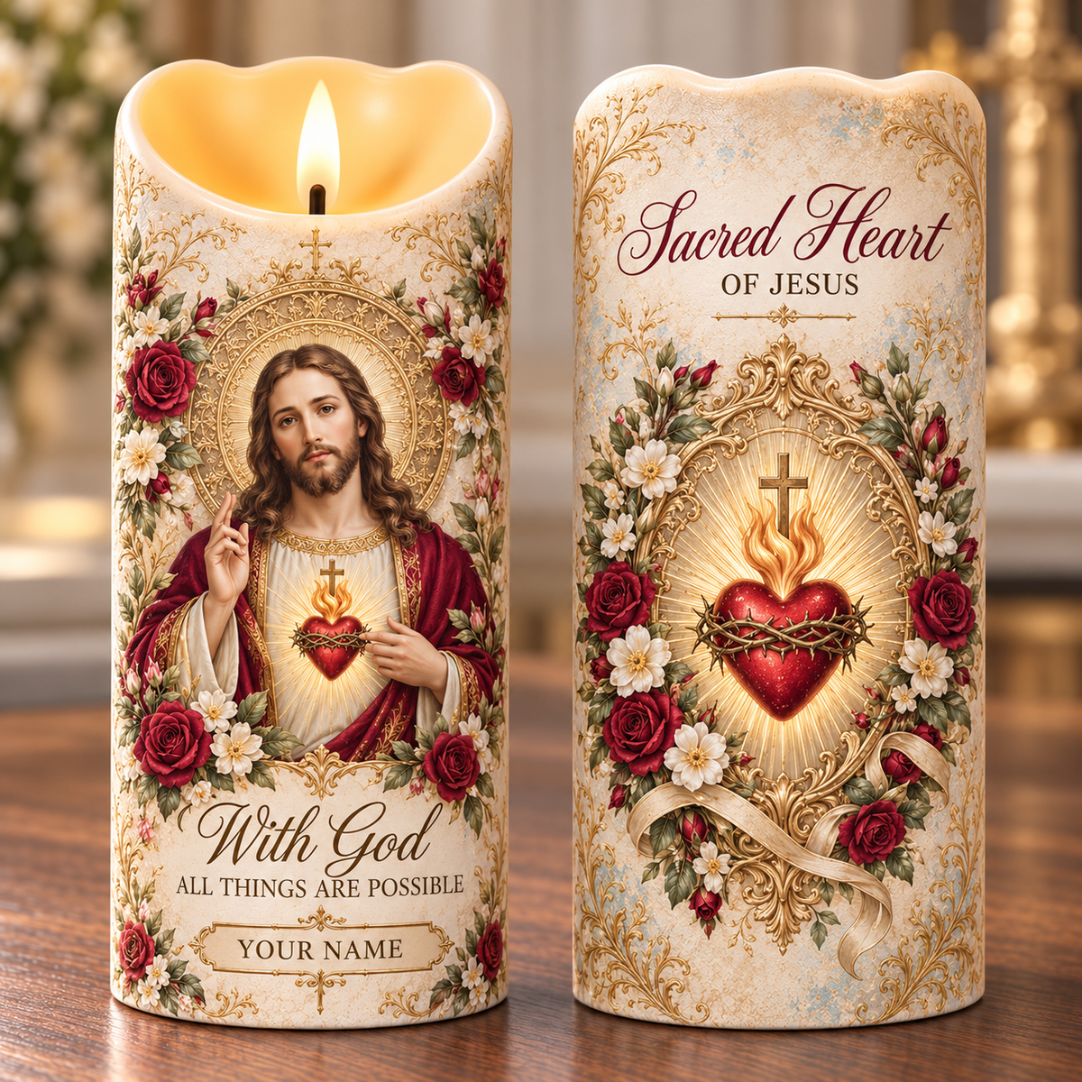 ✝️ 🕯️Personalized Flameless LED Candle – Faith & Memorial Keepsake