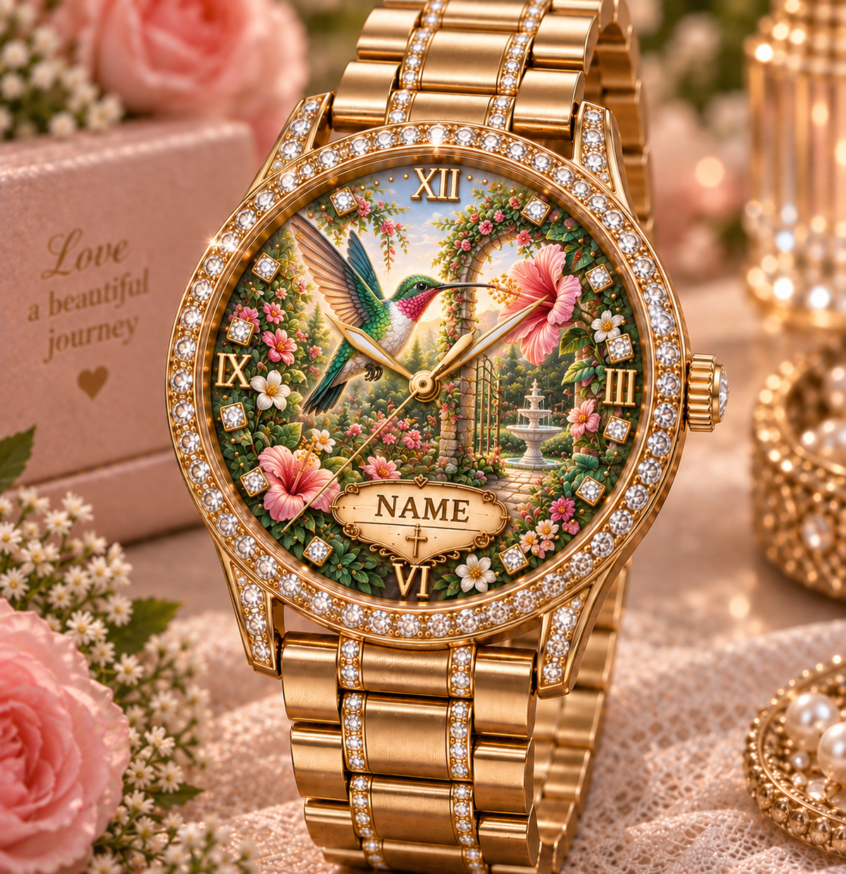 💎 Personalized Women Garden Luxury Floral Animal Watch 36mm