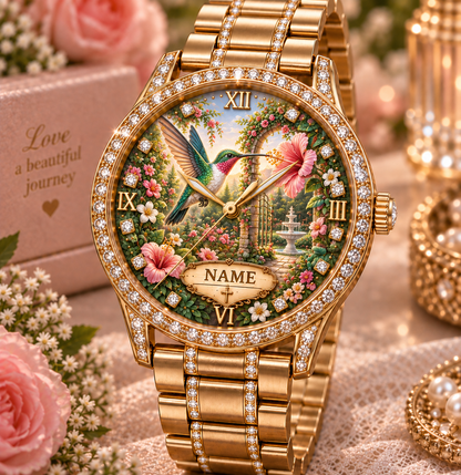 💎 Personalized Women Garden Luxury Floral Animal Watch 36mm