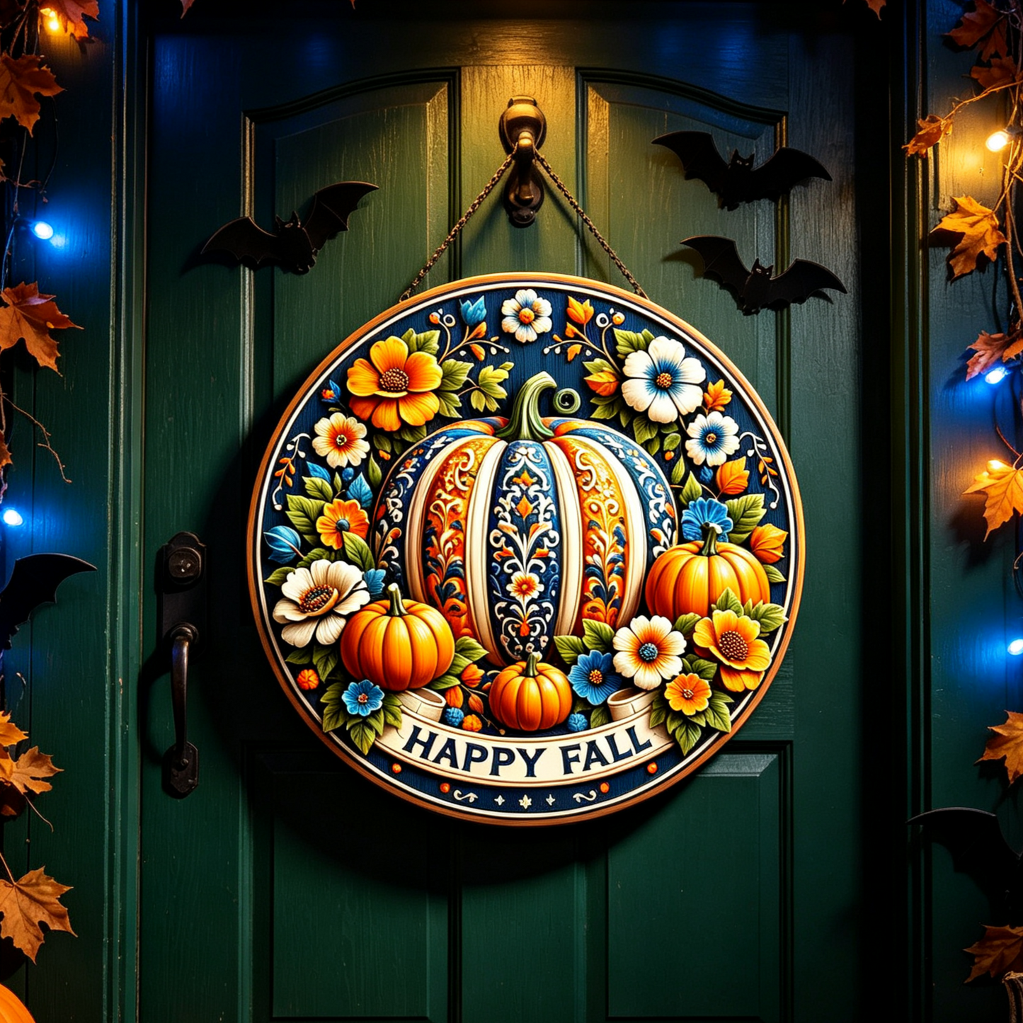 Fall Pumpkin Door Sign – Cozy Autumn Welcome Decor 🍂