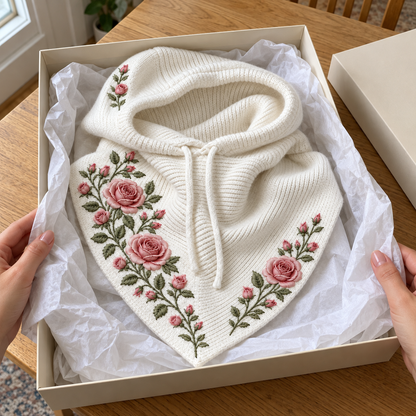 🌹 Rose Garden 2-in-1 Embroidered Hooded Scarf
