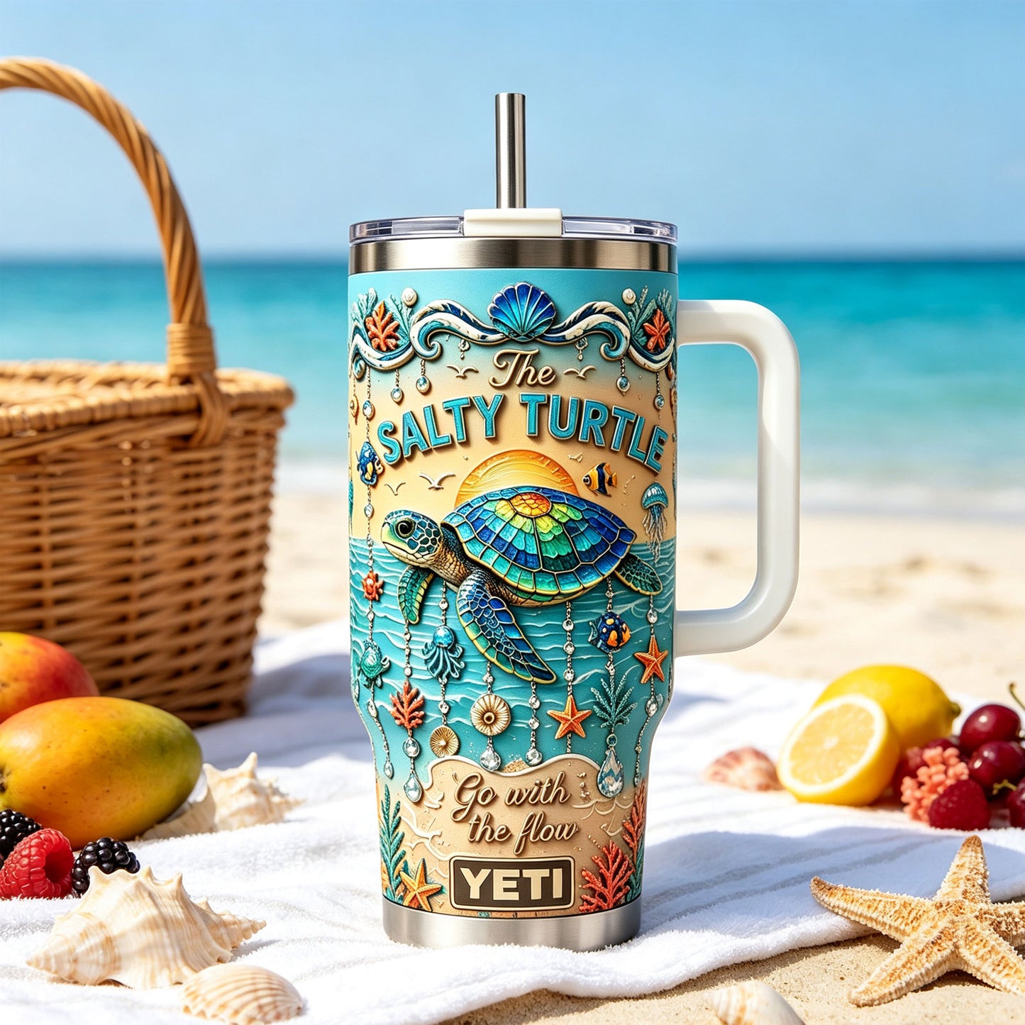 Personalized Sea Turtle Ocean Tumbler With Name