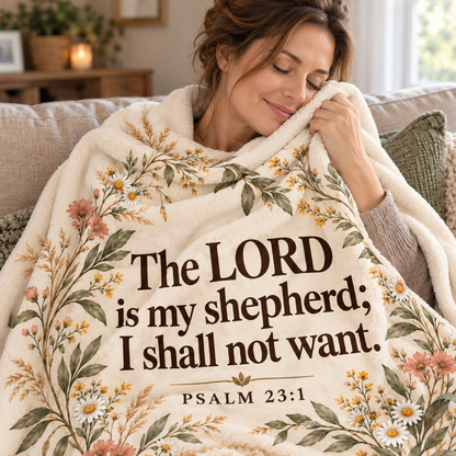 Wrapped in His Care 🕊️ Psalm 23:1 Soft Flannel Blanket