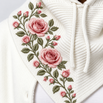 🌹 Rose Garden 2-in-1 Embroidered Hooded Scarf