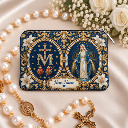 💙 Personalized Virgin Mary Zipper Pouch – A Meaningful Faith Gift for Her
