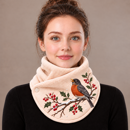 Winter Songbird Embroidered Neck Warmer ❄️ A Cozy Gift for Bird Lovers