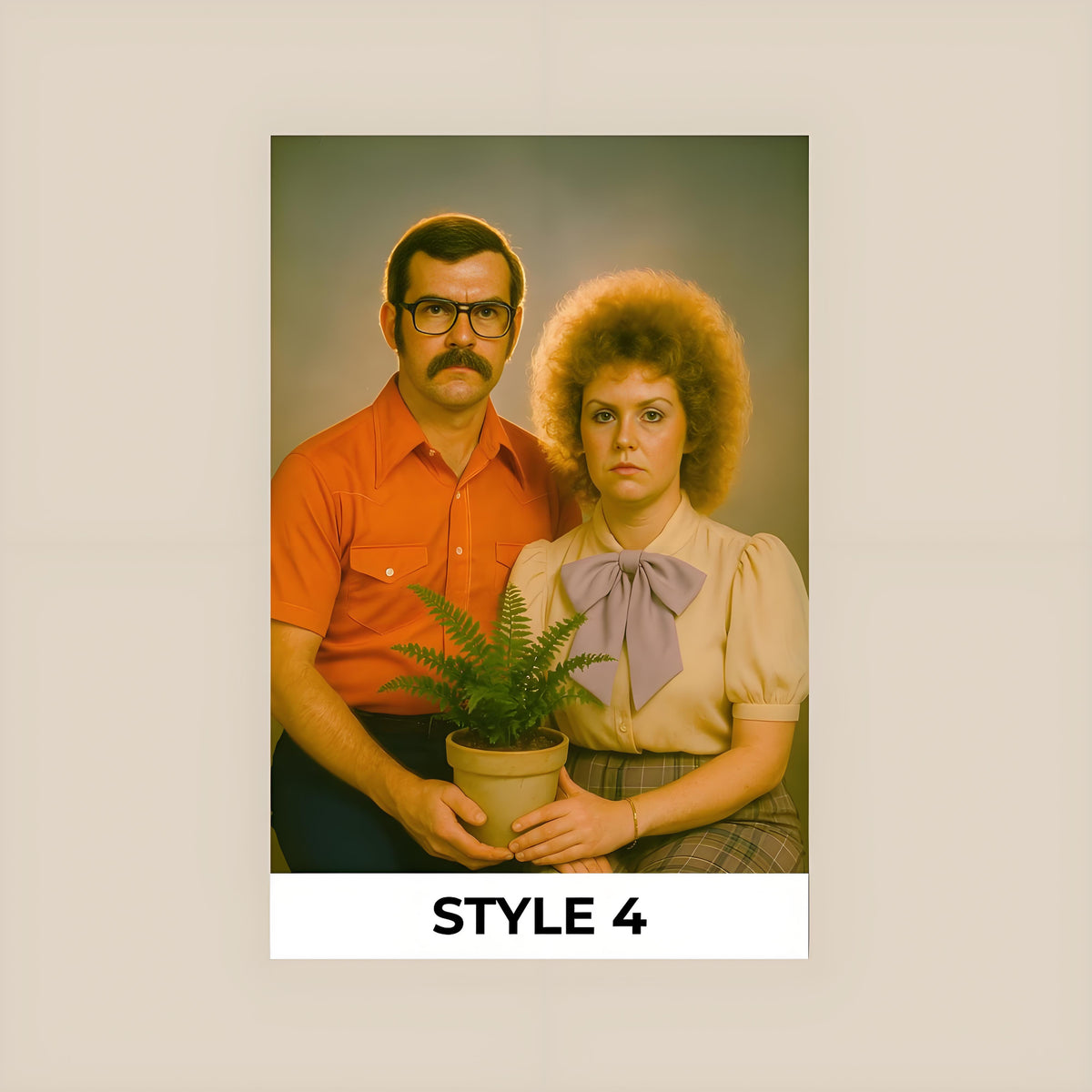 Personalized 1970s Couple Portrait from Photo