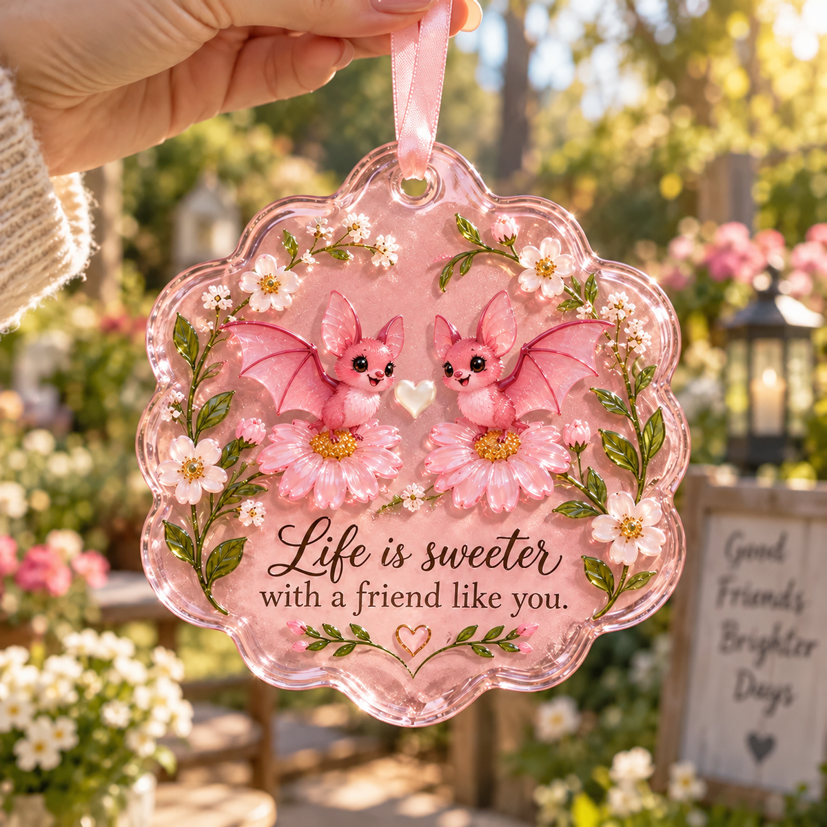 🌸Pink Cute Sea Glass Home Ornament – Keepsake Hanging Decoration