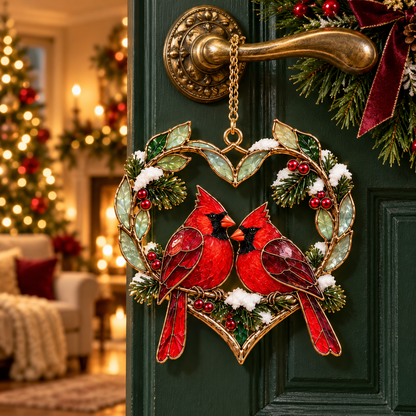 Cardinals of Christmas – Vintage Stained Glass-Style Ornaments, Set of 6