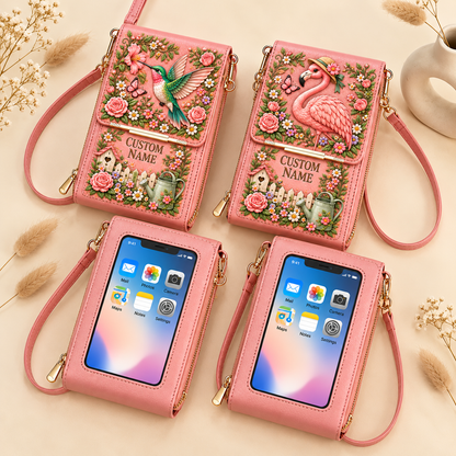 🌸 Personalized Floral Touchscreen Phone Crossbody Bag