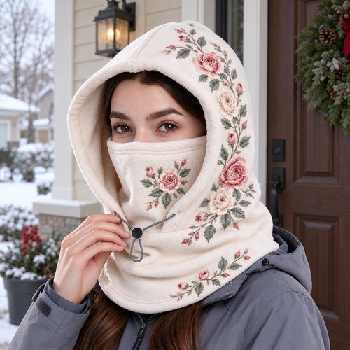 3 in 1 Floral Fleece Winter Hood • Your Prettiest Cozy Layer 🌸
